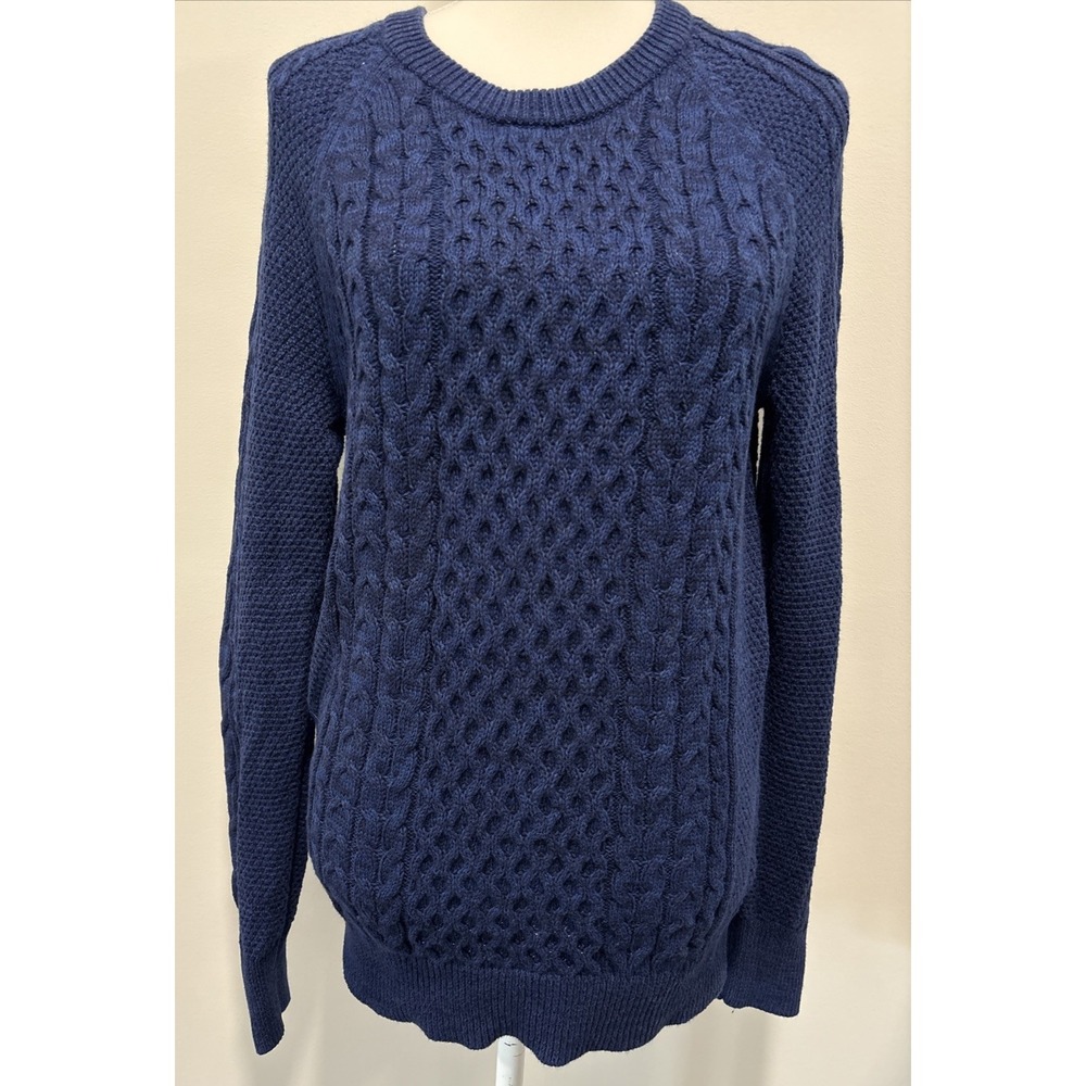 Gap Cable Knit Sweater Women Medium Navy Blue Cotton Classic Cozy Preppy